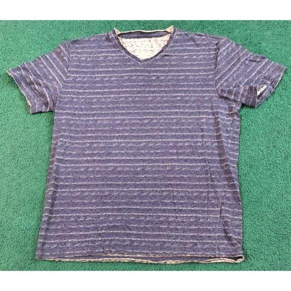 American Rag Cie Women's Shirt Short Sleeve Collarless Blue Striped Size Medium - Picture 1 of 6